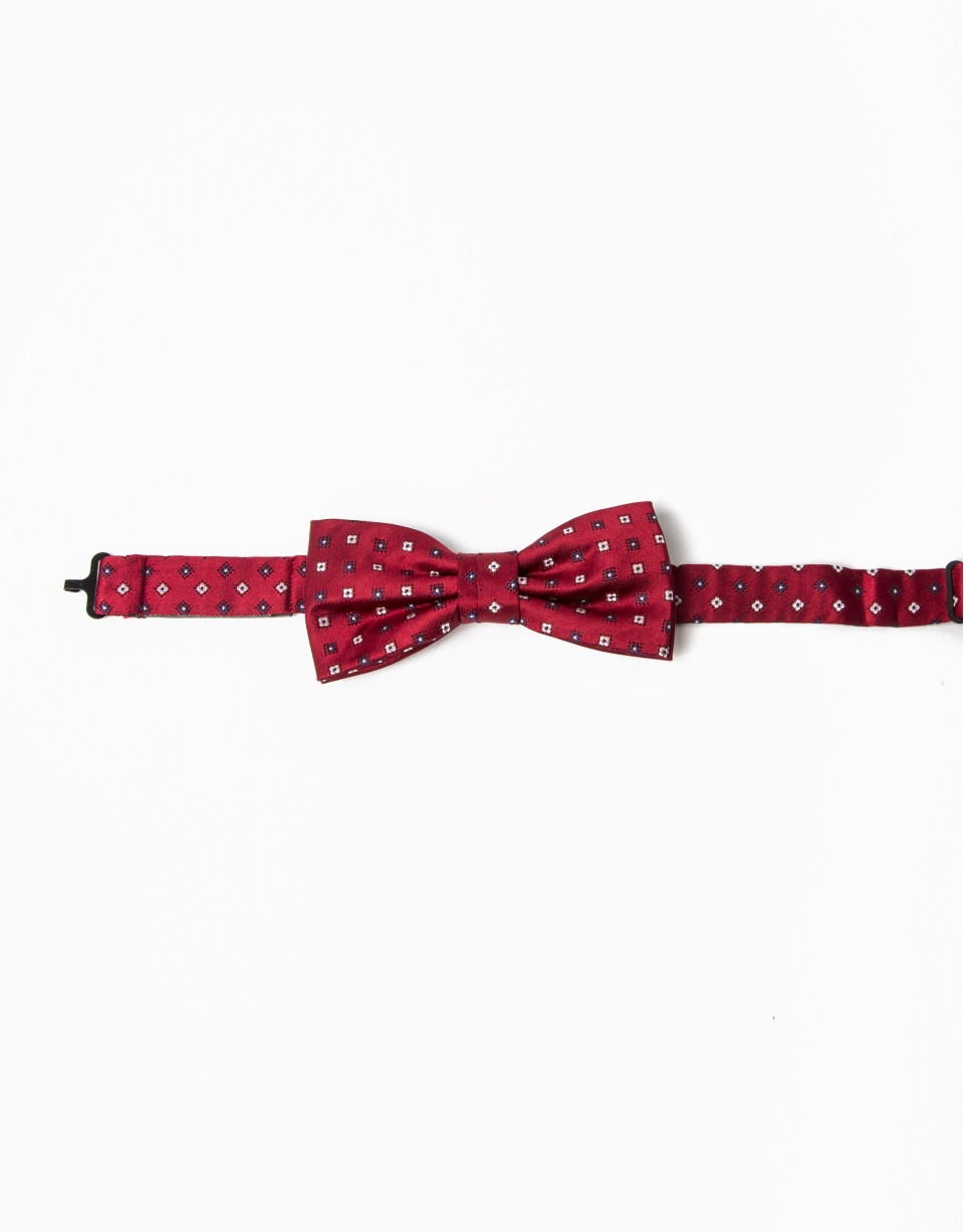 Red bowtie with beige microprint