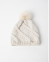 White wool cap with pompom
