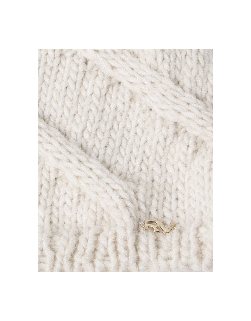 White wool cap with pompom