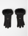Guantes piel y pelo negro