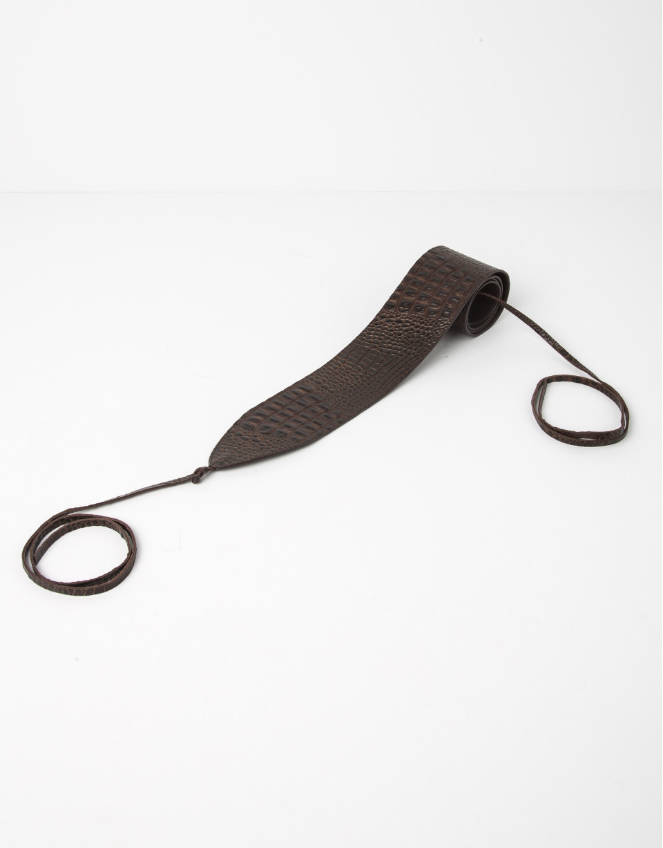 Brown alligator leather belt