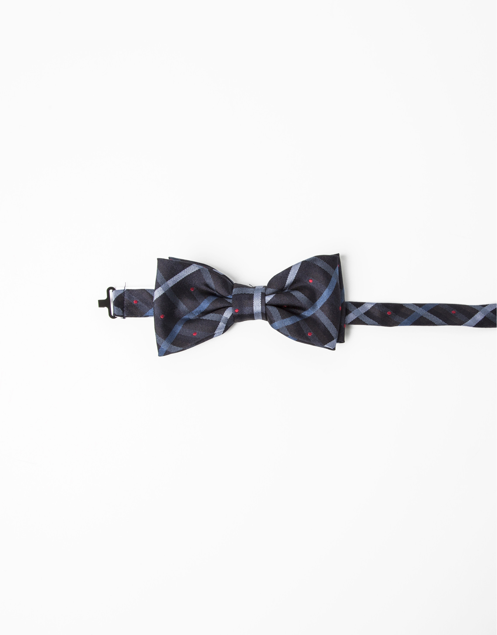 Beige/green checked bowtie with red dots