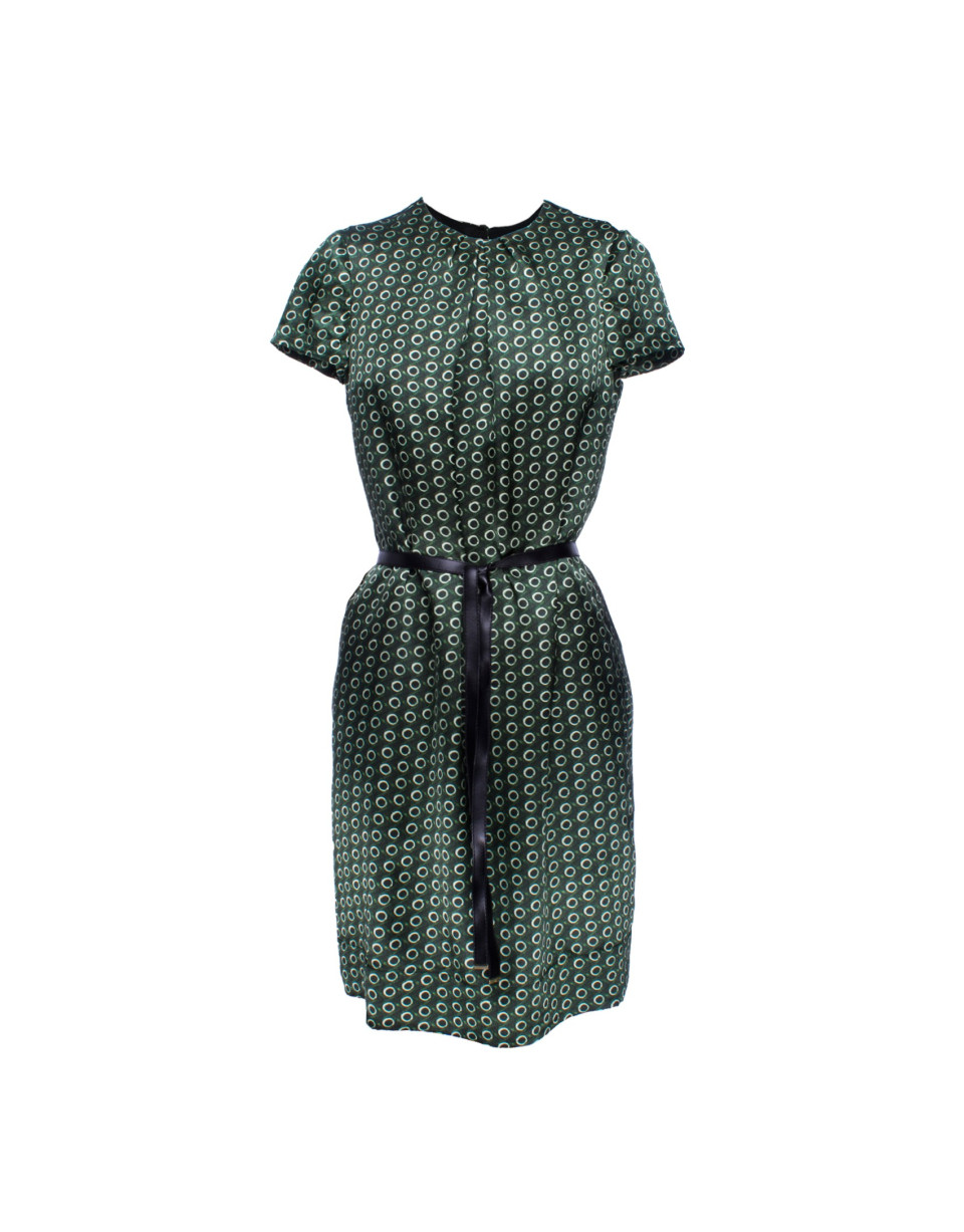 Silk dress in green print