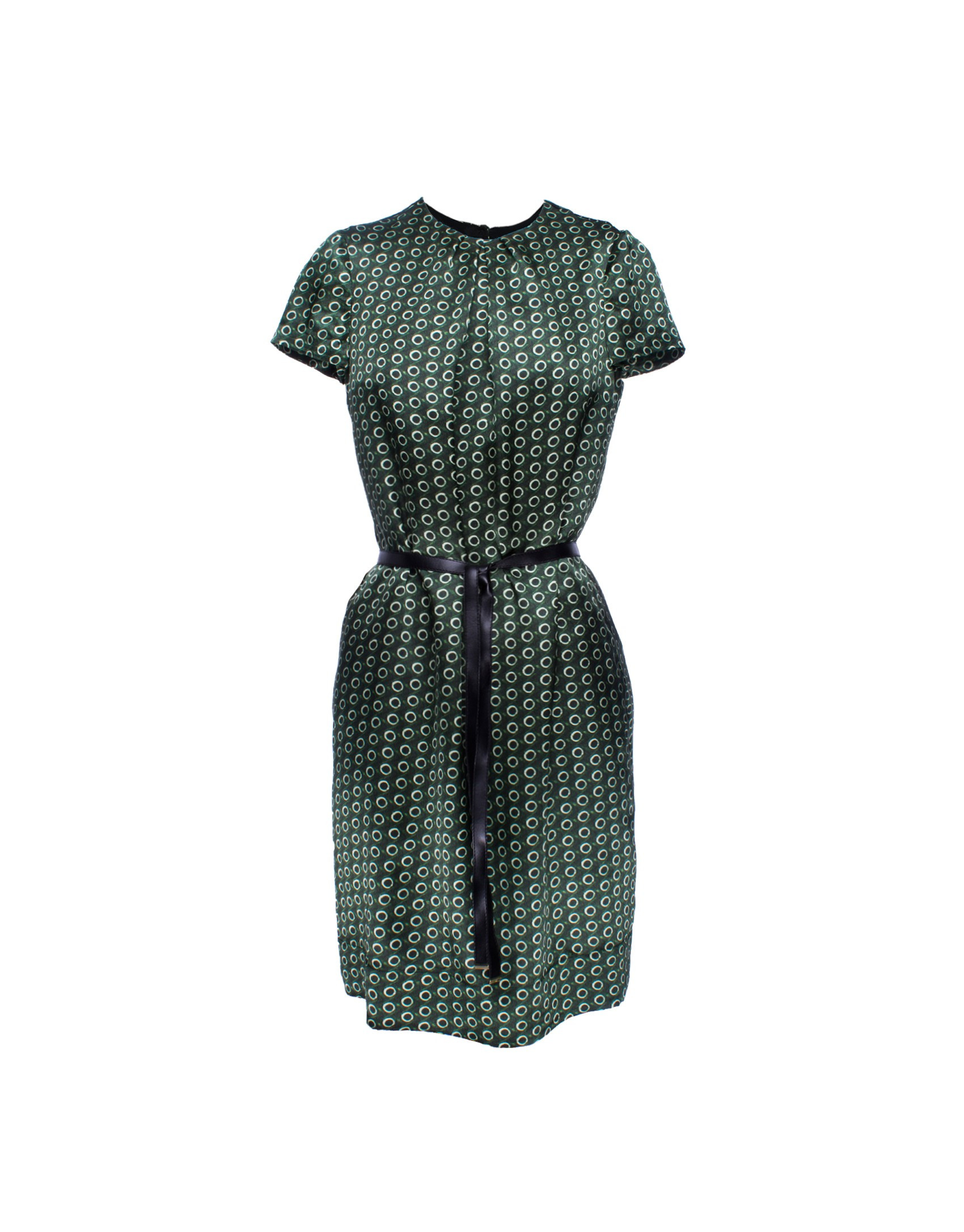 Silk dress in green print