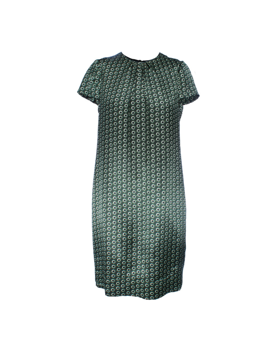 Silk dress in green print