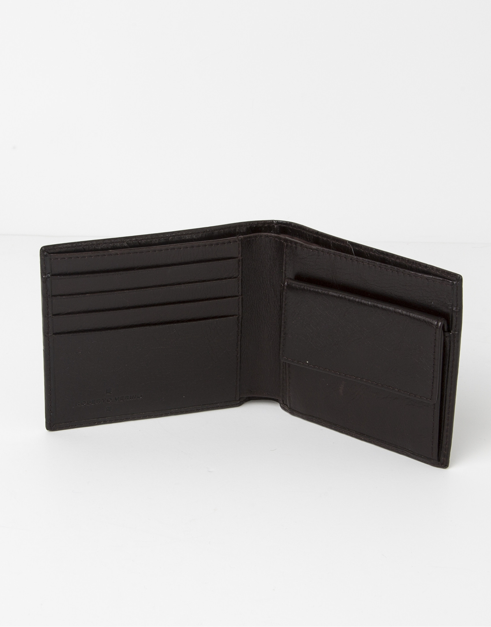 Brown leather wallet with change purse inside