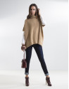 Beige poncho with collar 