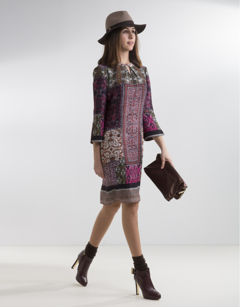 Aubergine patchwork dress