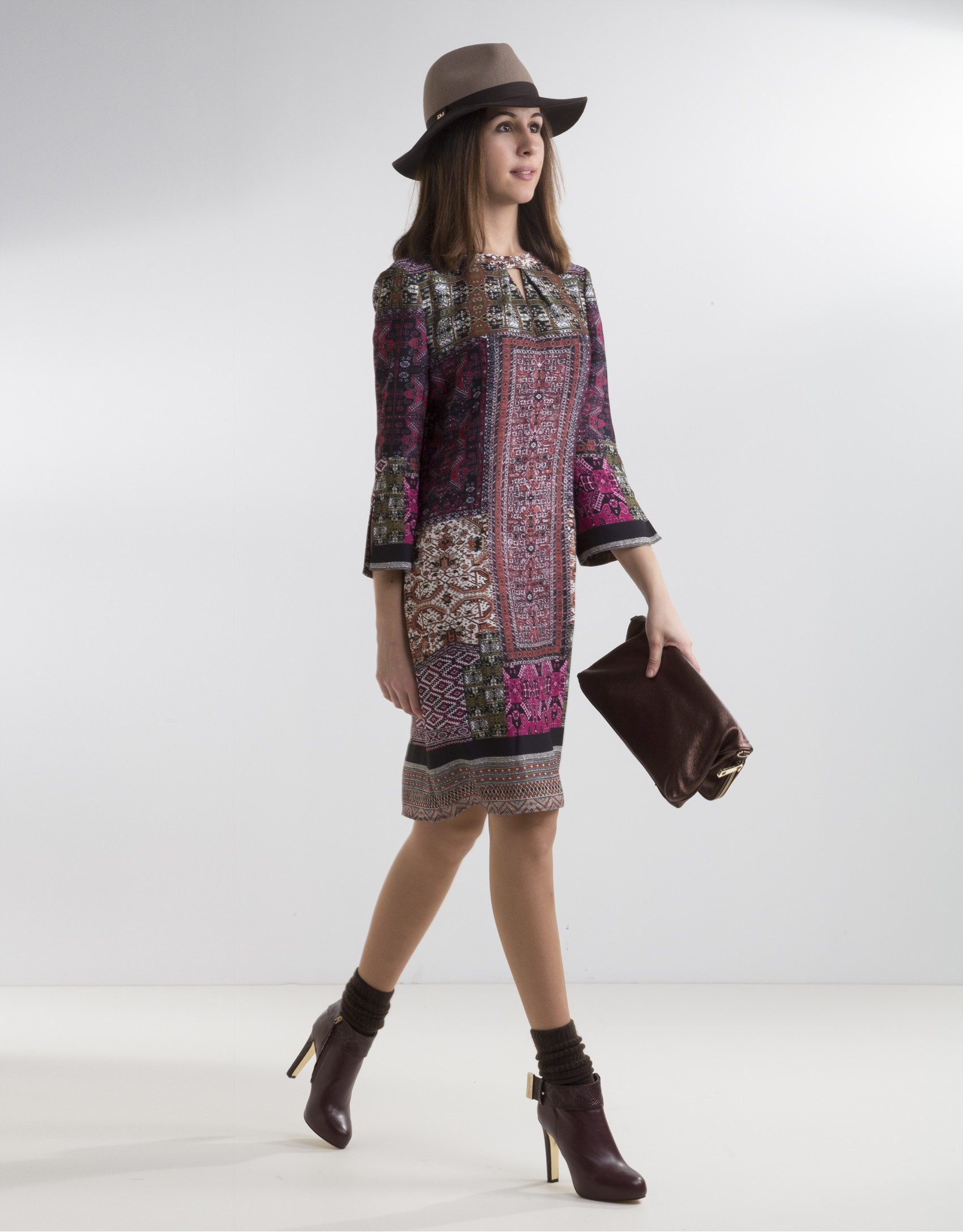 Vestido patchwork berenjena