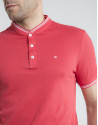 Contrasting red pique polo