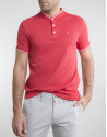 Contrasting red pique polo