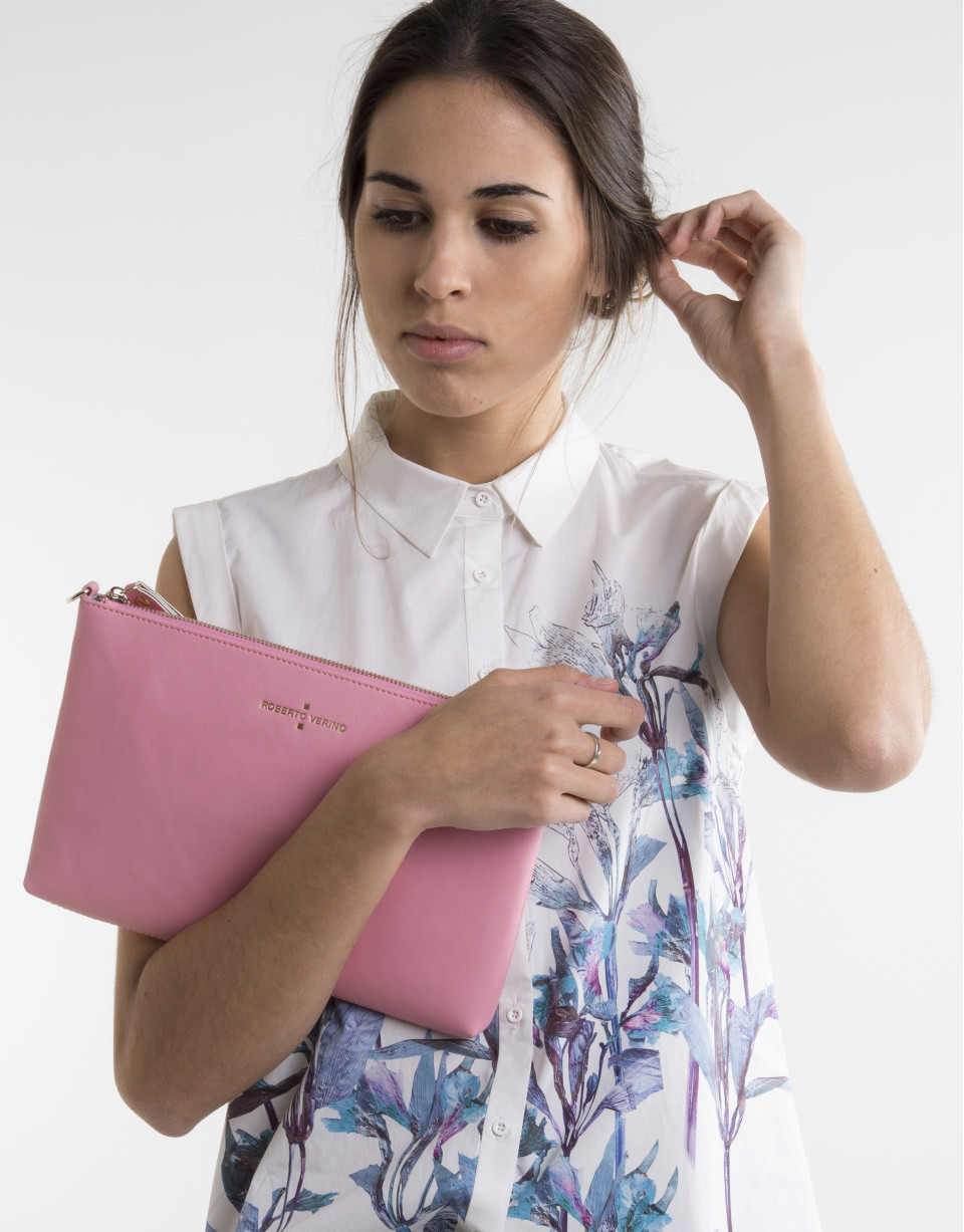 White shirt with blue print
