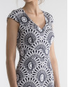 Vestido recto estampado blanco/azul
