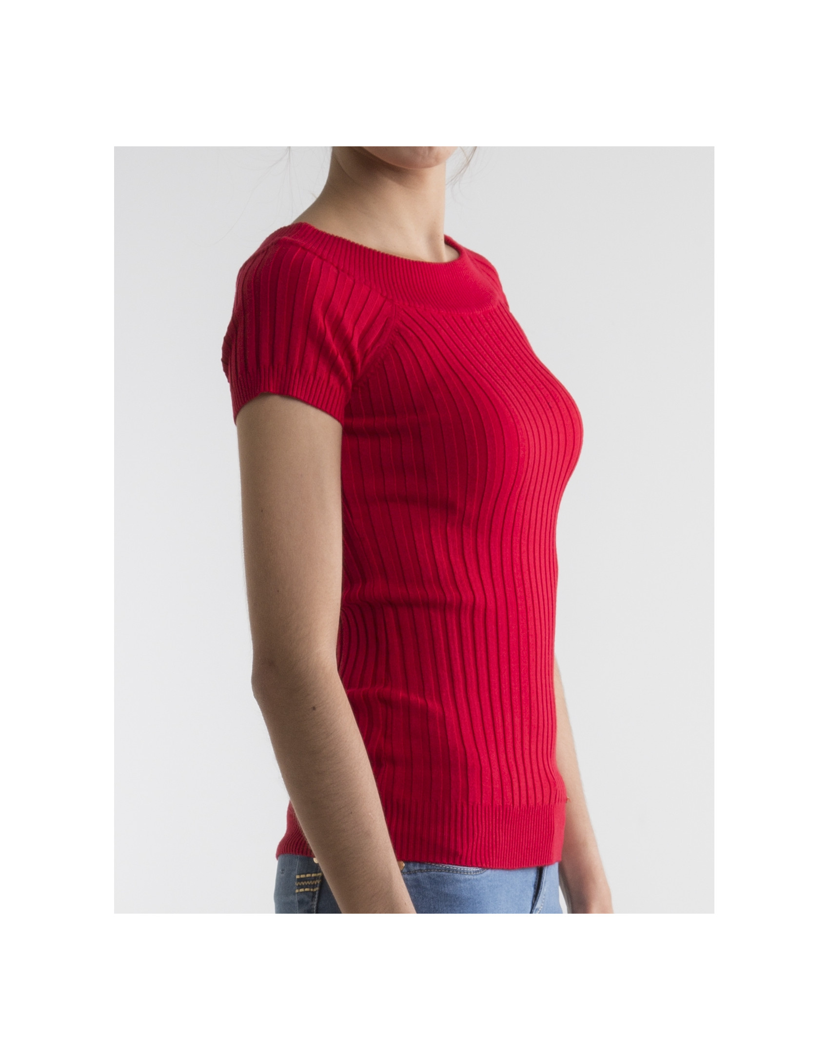 Jersey canalé rojo