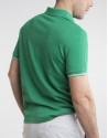 Contrasting green pique polo