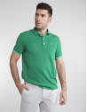 Contrasting green pique polo
