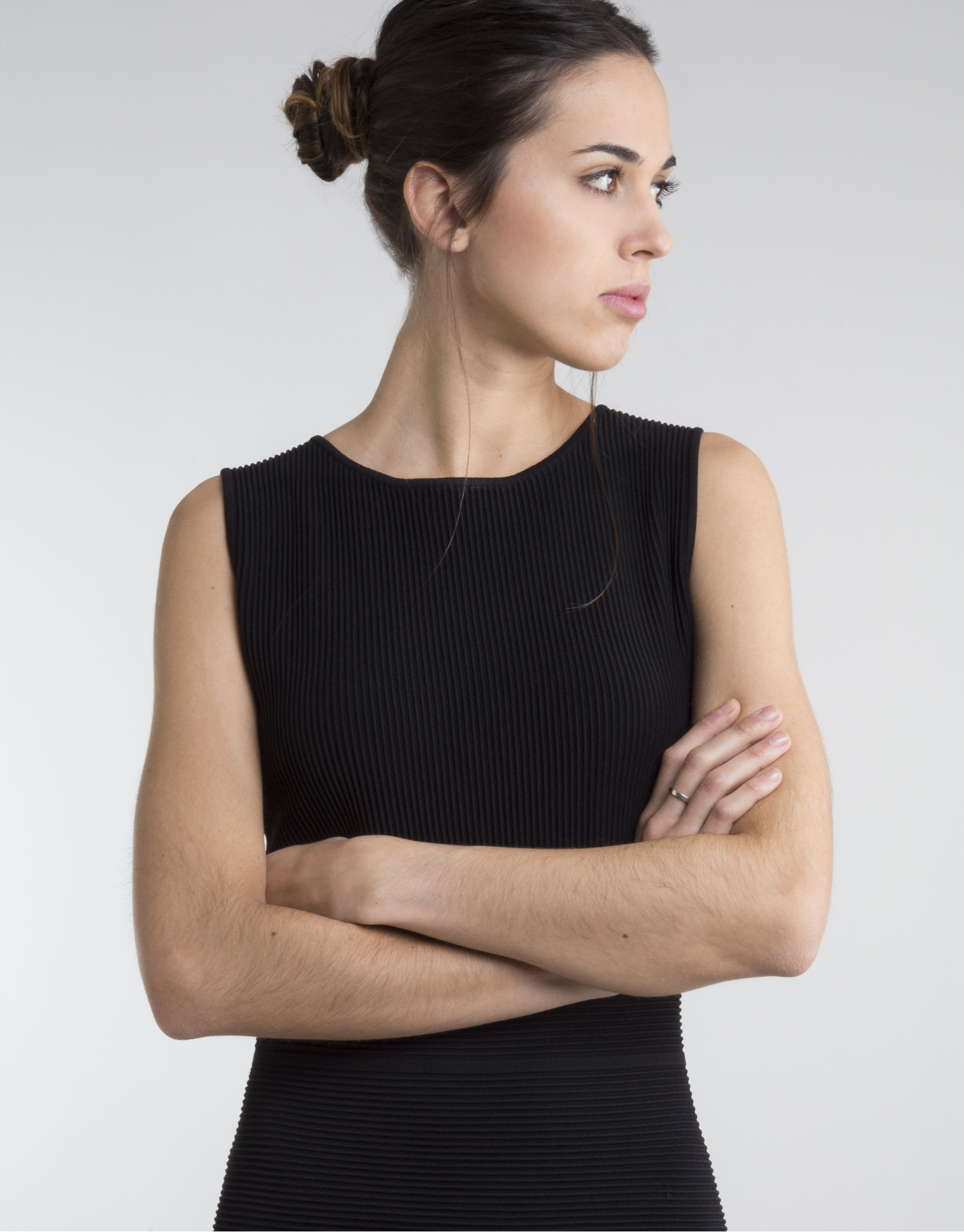 Black fitted knit dress