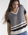 Jersey cuello pico azul/blanco