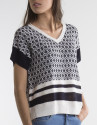 Jersey cuello pico azul/blanco