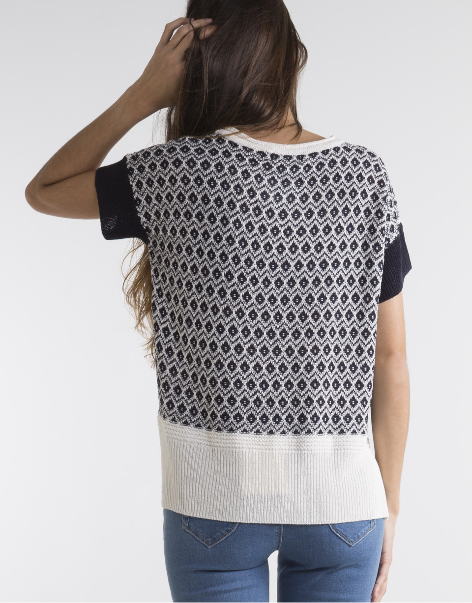 Jersey cuello pico azul/blanco
