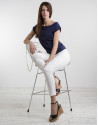Navy blue top with decorative panel