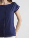 Navy blue top with decorative panel