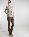 Top estampado floral pliegues