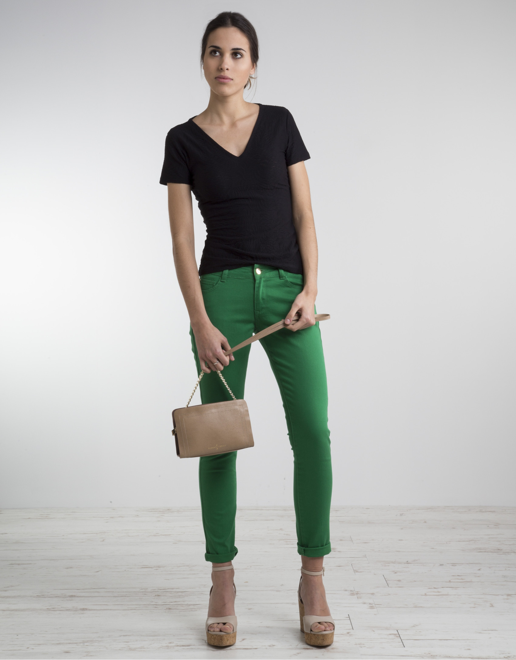 Green stretch pants