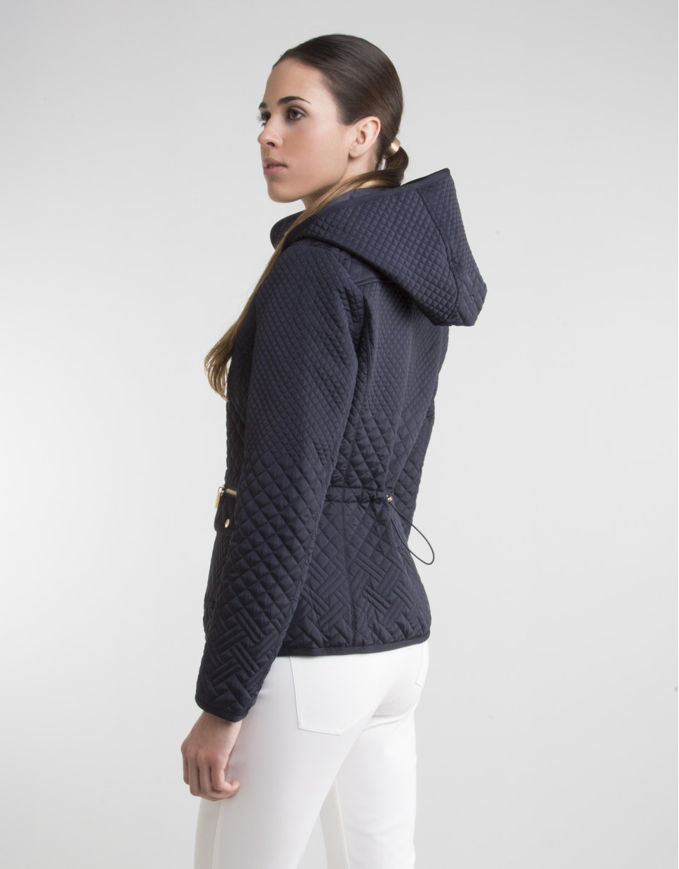 Blue parka with hood