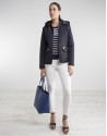 Blue parka with hood