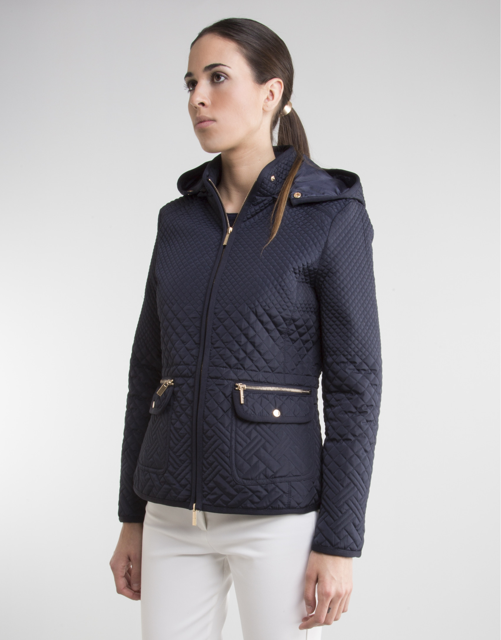 Blue parka with hood