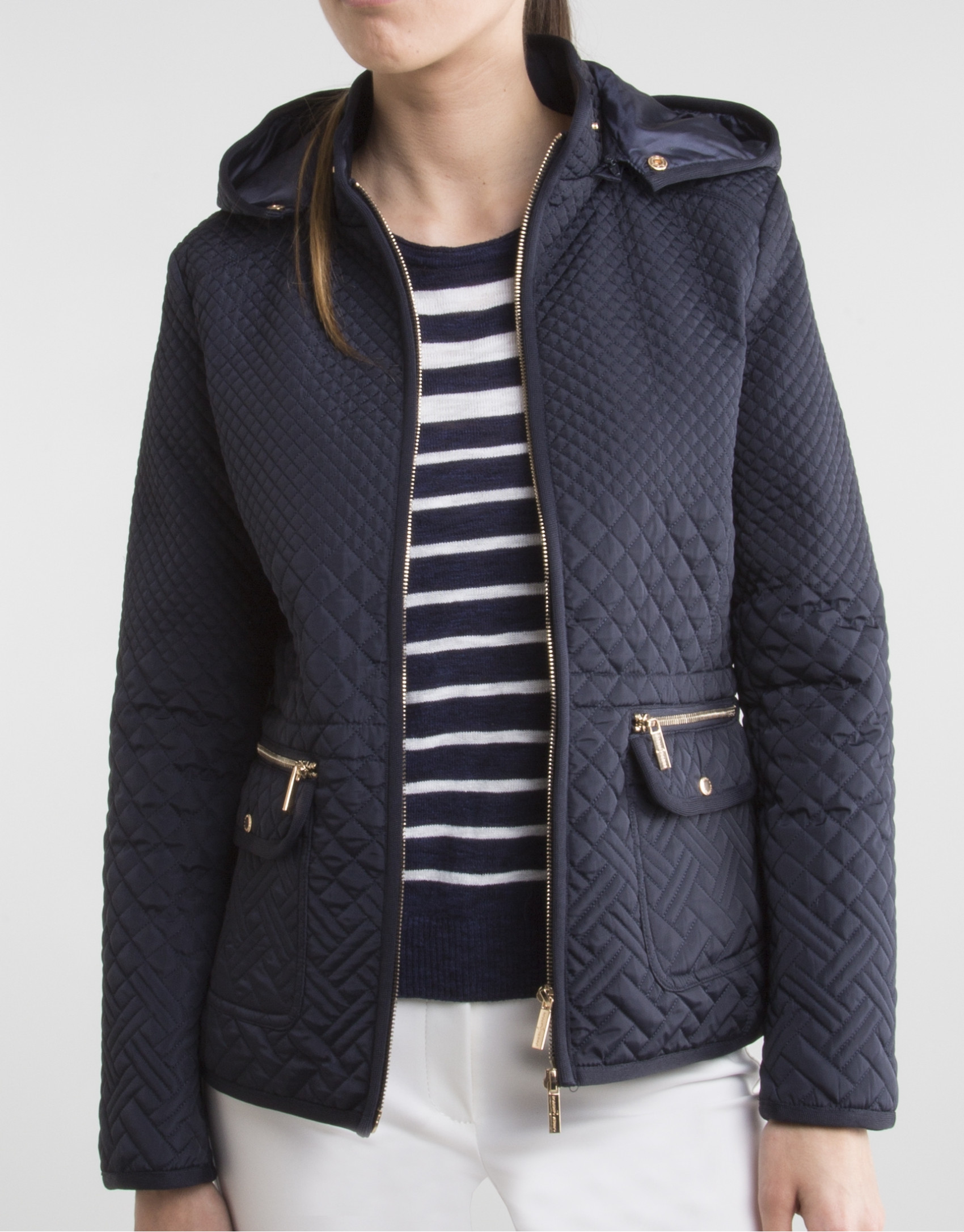 Blue parka with hood