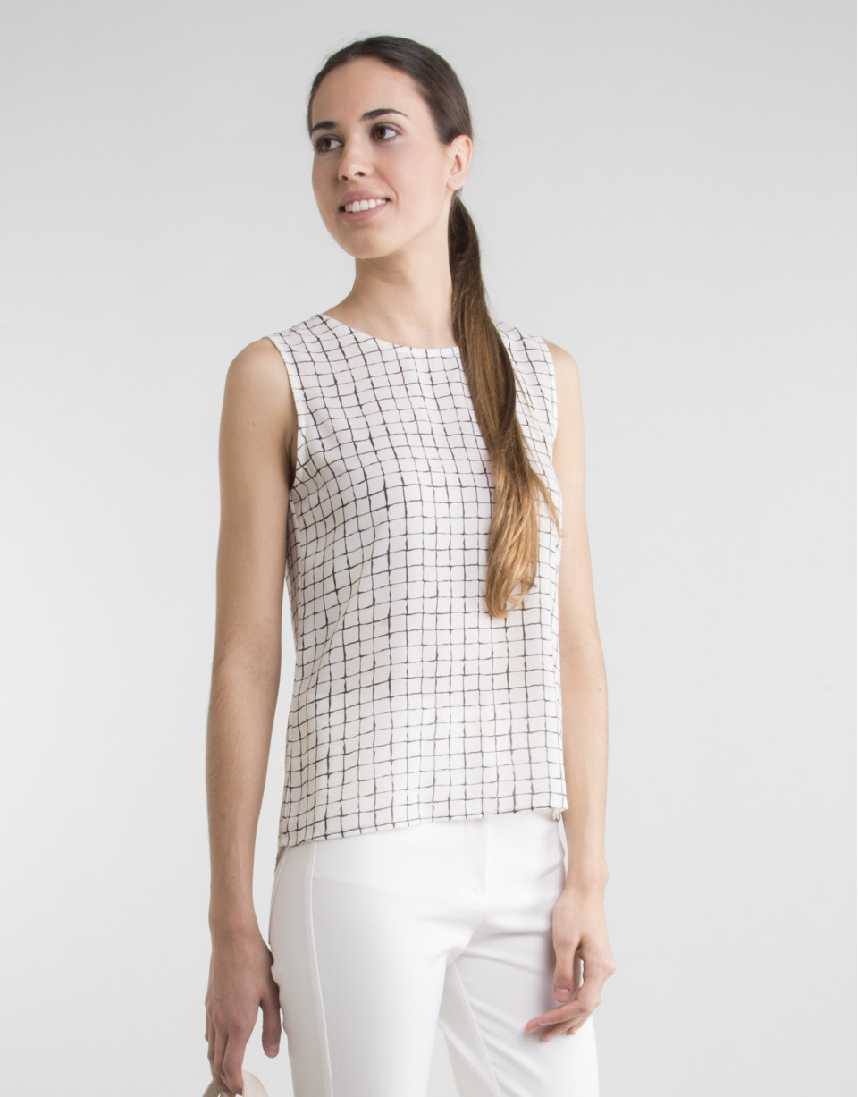 Top cuadros blanco