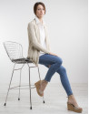 Beige knit loose jacket