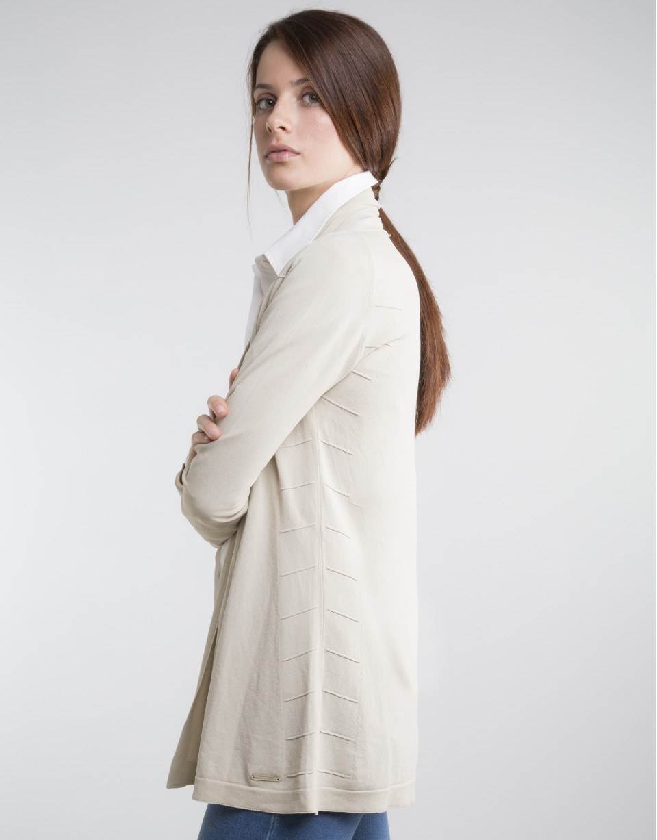 Beige knit loose jacket