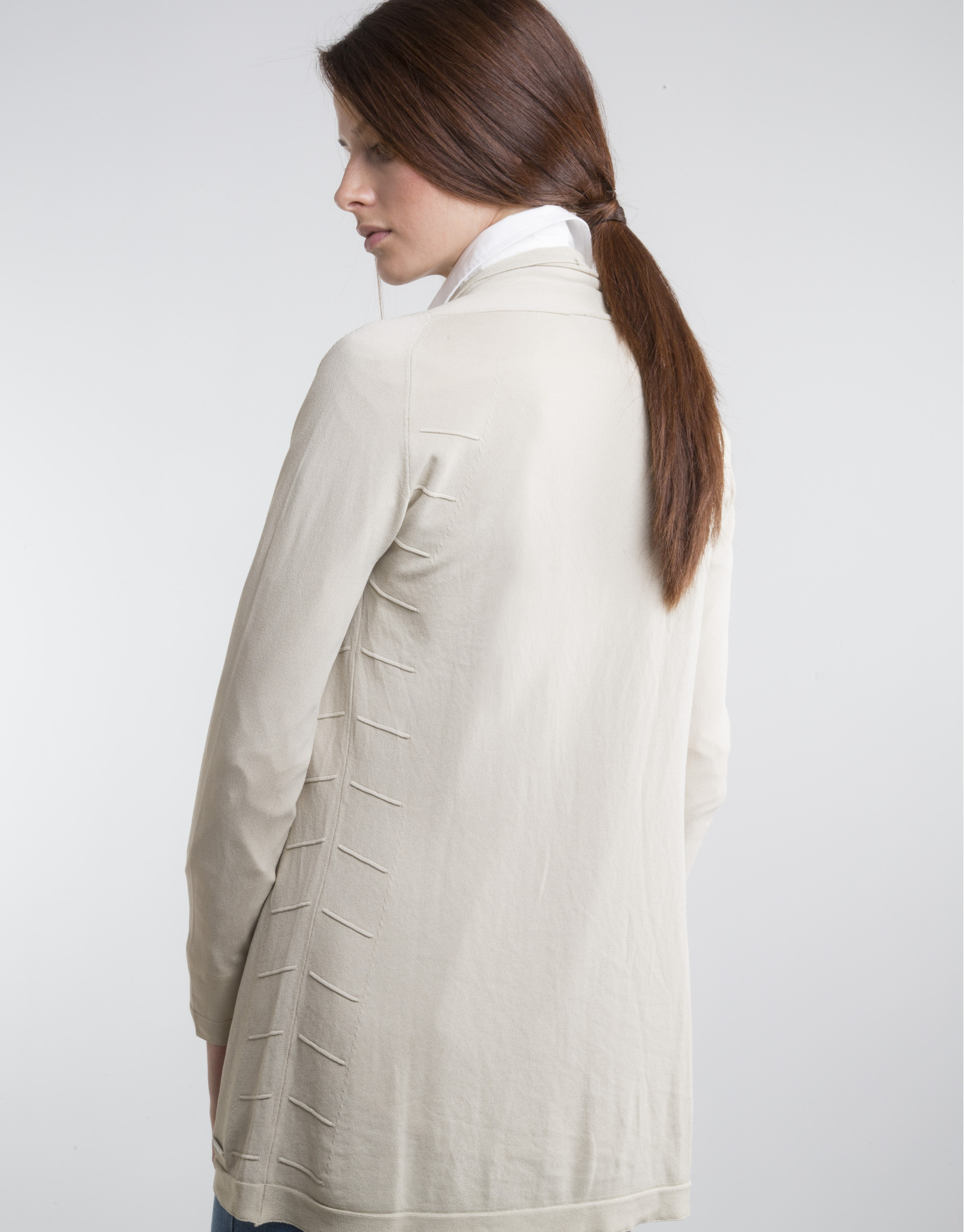 Beige knit loose jacket