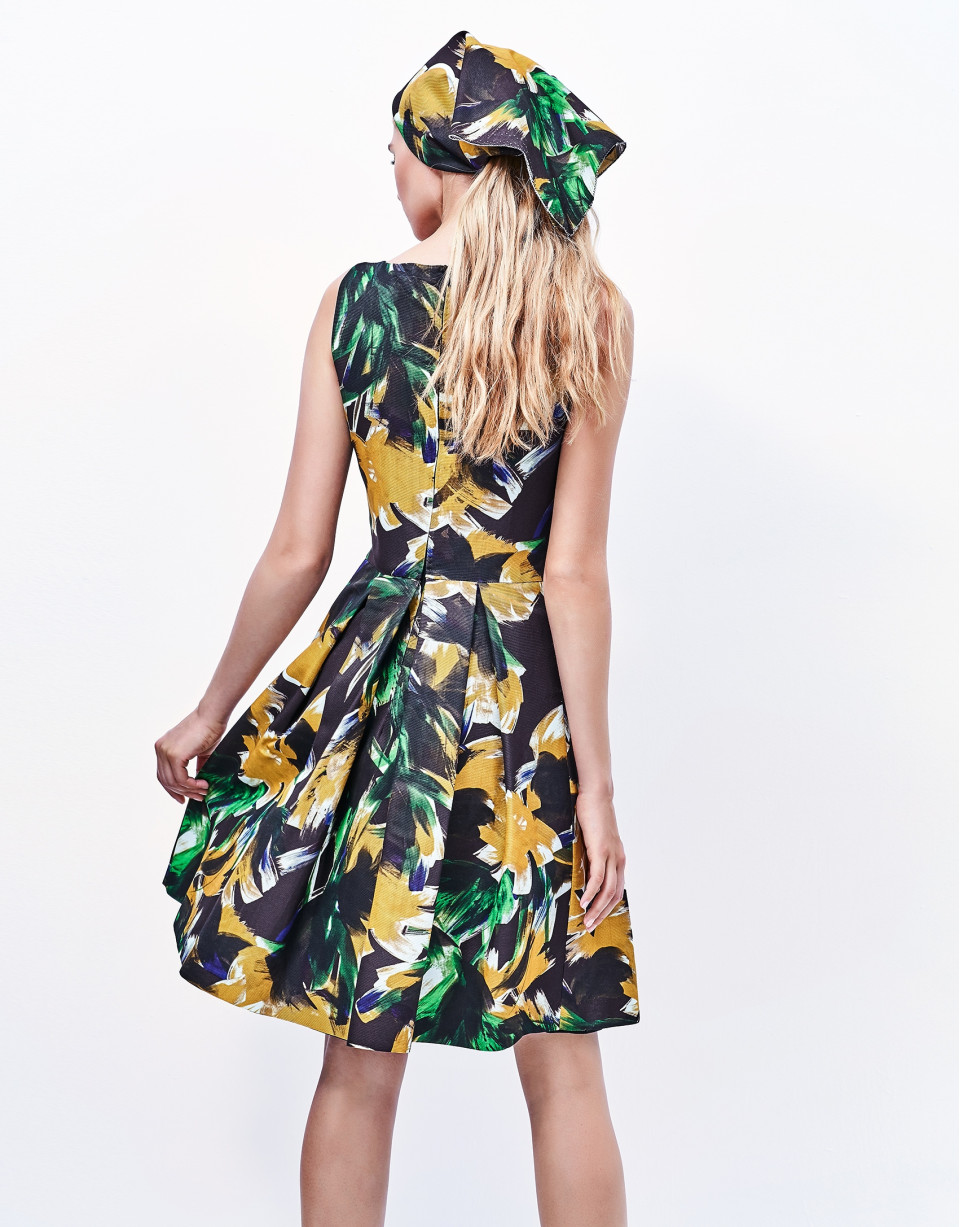 Vestido vuelo estampado verde