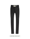 Pantalón punto negro apliques piel 