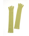 Long green knit gloves