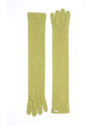 Long green knit gloves