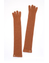 Long terra cotta knit gloves