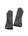 Black leather / fur gloves