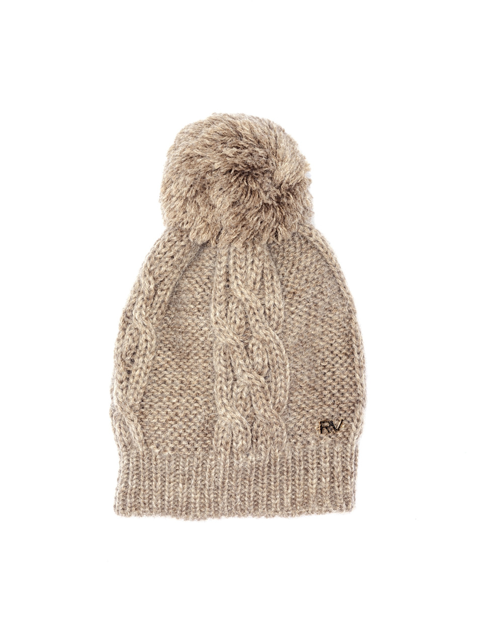 Gorro punto pompón beige