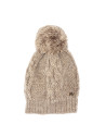 Beige knit cap with pompom