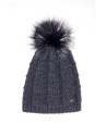 Gray knit cap with pompom