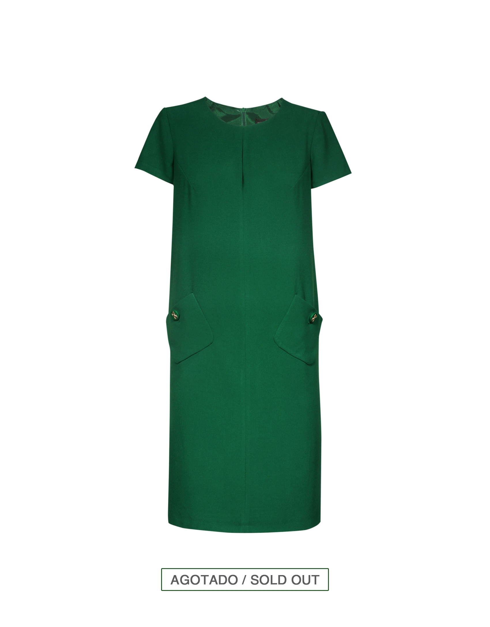 Vestido evasé crepe verde