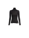 Fancy stitched roll collar black pullover