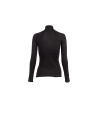 Fancy stitched roll collar black pullover