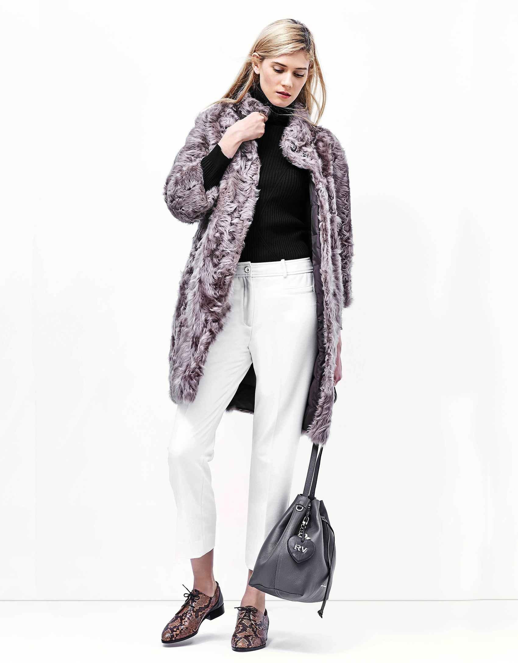 Gray Uve leather bouquet bag
