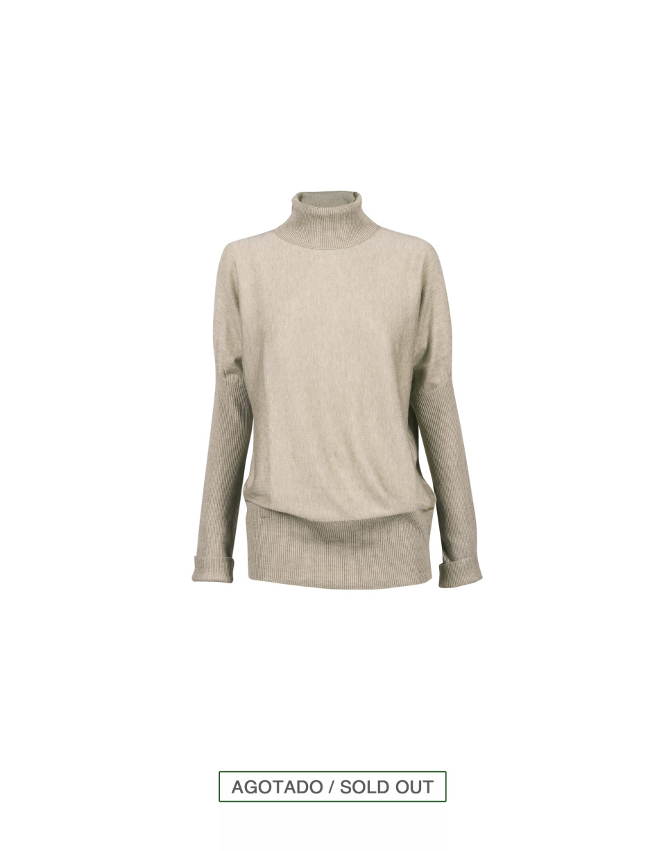 Jersey cisne beige manga abullonada